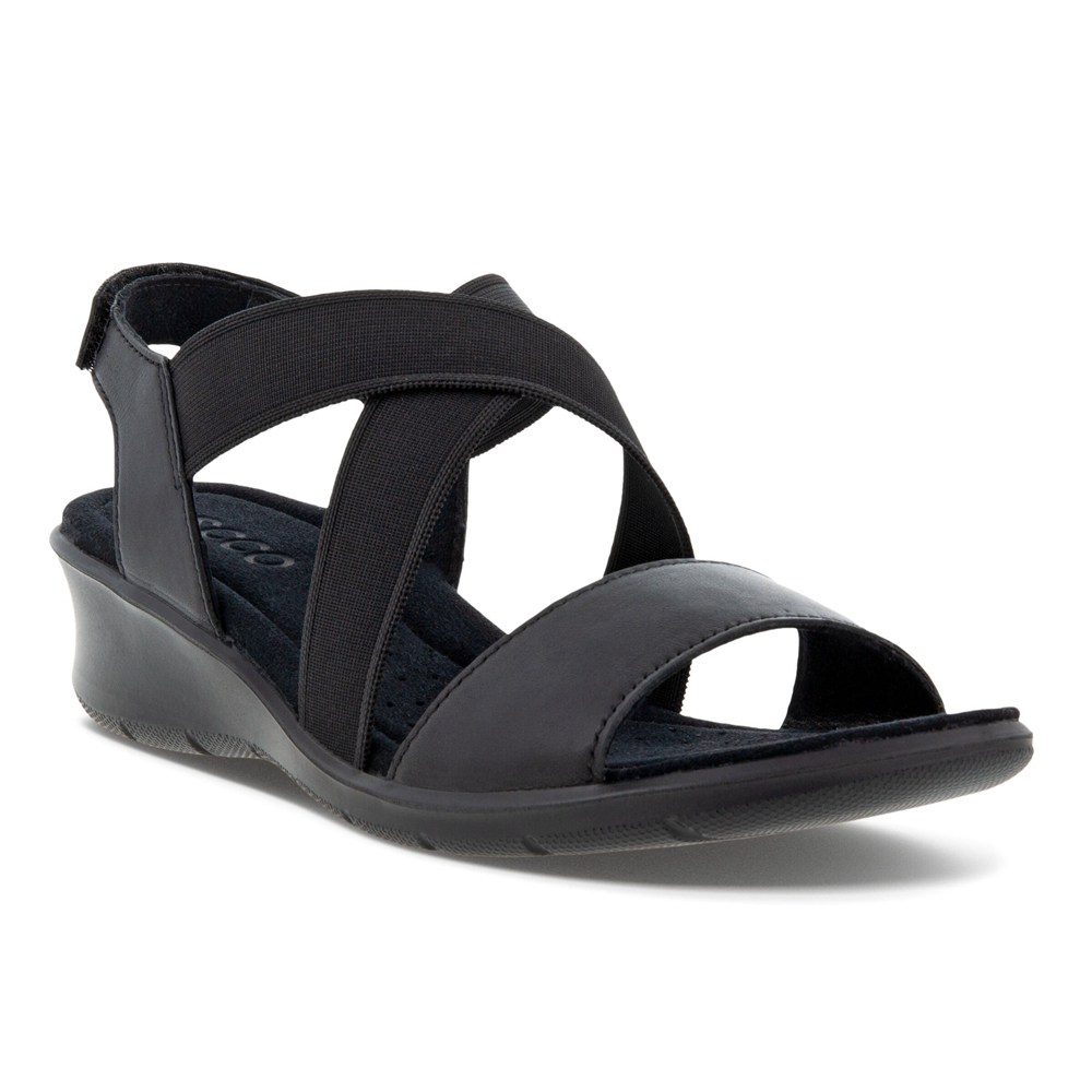 ECCO Womens Sandals Black - Finola Wedge - SMQ-108297